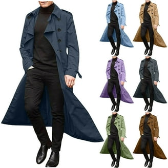 Olyvenn Men's Long Trench Coat Outdoor Windbreaker French Business