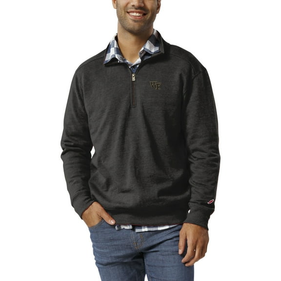 Men's League Collegiate Wear  Heather Charcoal Wake Forest Demon Deacons  Heritage Tri-Blend Quarter-Zip Pullover
