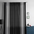 thumbnail image 5 of Black Striped Semi Sheer Curtains Drapes for Living Room, Bedroom, French Doors Window 45 Inches Long, Farmhouse Black White Stripes Rod Pocket Chiffon Curtain Drapery Voile Draperies Panel, 5 of 6