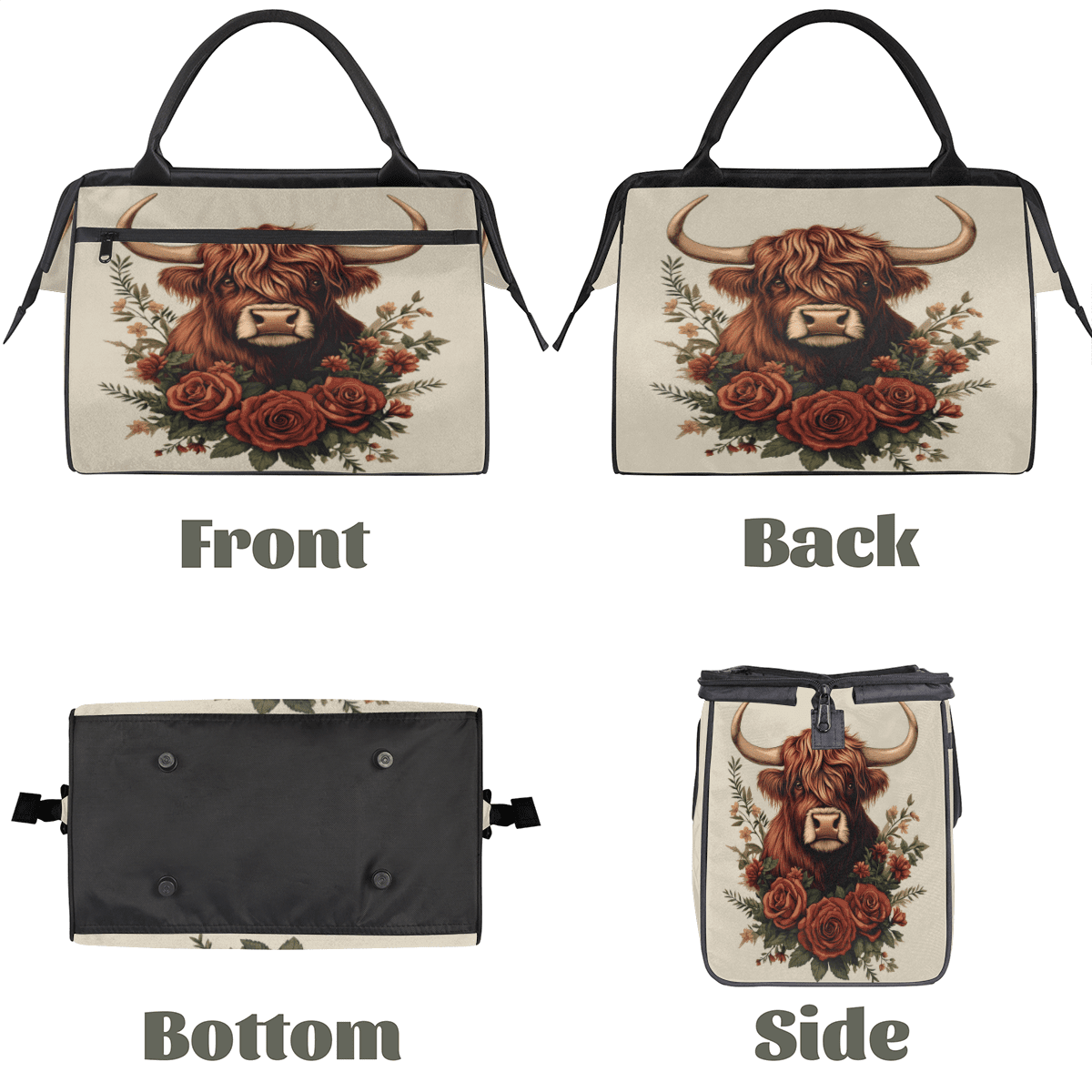 Herdesigns Cow Weekender Travel Duffel Bag Flower Cow Carry On Overnight Gym Hospital Bag Personal Item Travel Bag