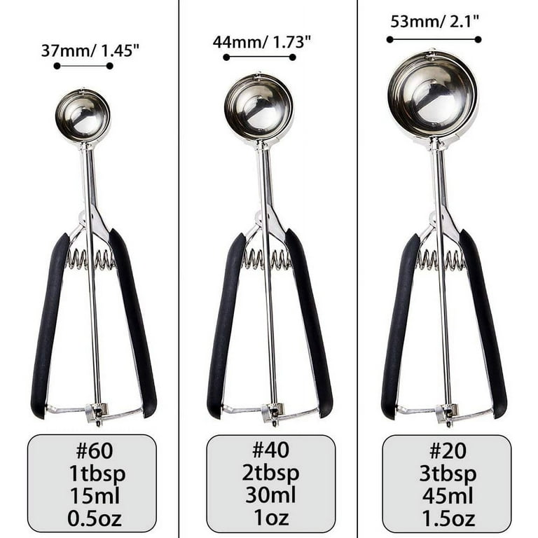 Cookie Scoop, Include #60\\/1 Tablespoon, #40\\/2 Tablespoon, #20\\/3  Tablespoon, Cookie Dough Scoop, Cookie Scoops for Baking set of 3, 18\\/8
