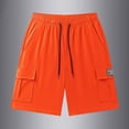thumbnail image 5 of Fengqque Cargo Shorts for Men Elastic Waist Drawstring Quick-dry Plus Size Summer Shorts with Pockets Orange XS(XS), 5 of 9