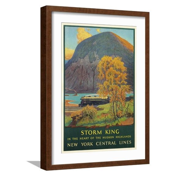 Art.com Storm King, New York Train Route Art Print, Brown Frame Wall Art, 17" x 23"