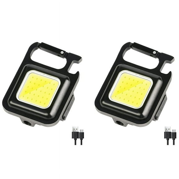 2X COB Flashlight,500Lumen Bright Rechargeable Keychain Mini Flashlight 3 Light Mode with Opener for Fishing