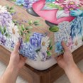thumbnail image 3 of Twin XL Size Fitted Sheet Set - Blue Purple Gnomes 2 Piece Bedding Sets 16" Deep Pocket Fitted Sheet with 1 Pillowcases, Spring Hydrangea Flower Leaf Pink Plaid Brushed Microfiber Hotel Bed Sheets, 3 of 9