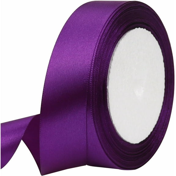 Deep purple color Ribbon 2cm * 22.8m,Gift Wrap Ribbons, Single Face Polyester Silk Fabric Hair String Ribbon for Craft, Flower Bouquets, Gift Wrapping and Valentines Decoration