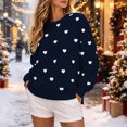 thumbnail image 2 of Women Sweatshirt Sevevn Crew Neck Oversized Fit Soft Fleece Heart Print Drop Shoulder Long Sleeve Pullover For Valentine Daily Street Casual Wear, 2 of 8