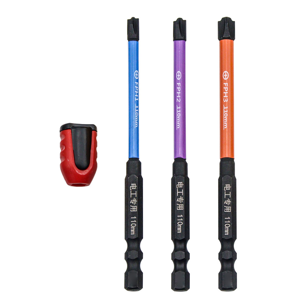 10pcs Magnetic Electrician Screwdriver Bits Set - FPH/FPZ Slotted Cross 1/4 Inch Hex For Socket Switches (65mm-110mm)