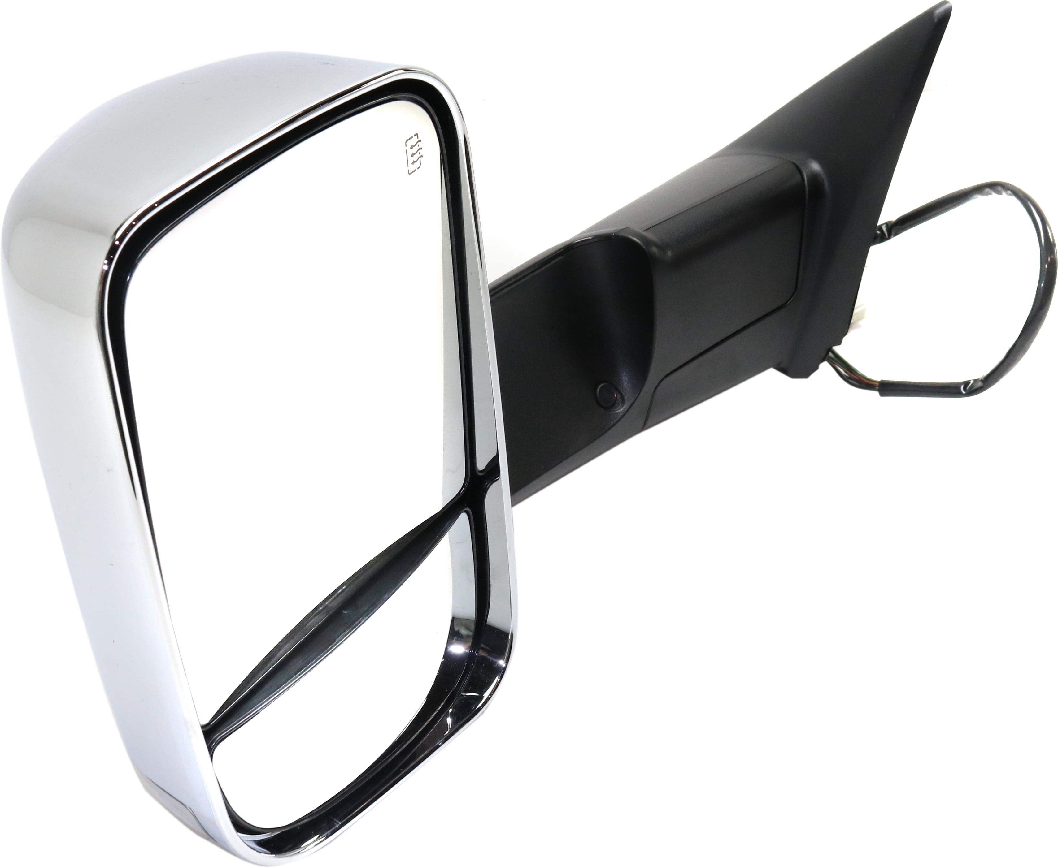 Towing Mirror Compatible With 2012-2013 Ram 1500 Left Driver Side Heated w/ Blind Spot Corner Glass In-housing Signal Light Chrome Kool-Vue