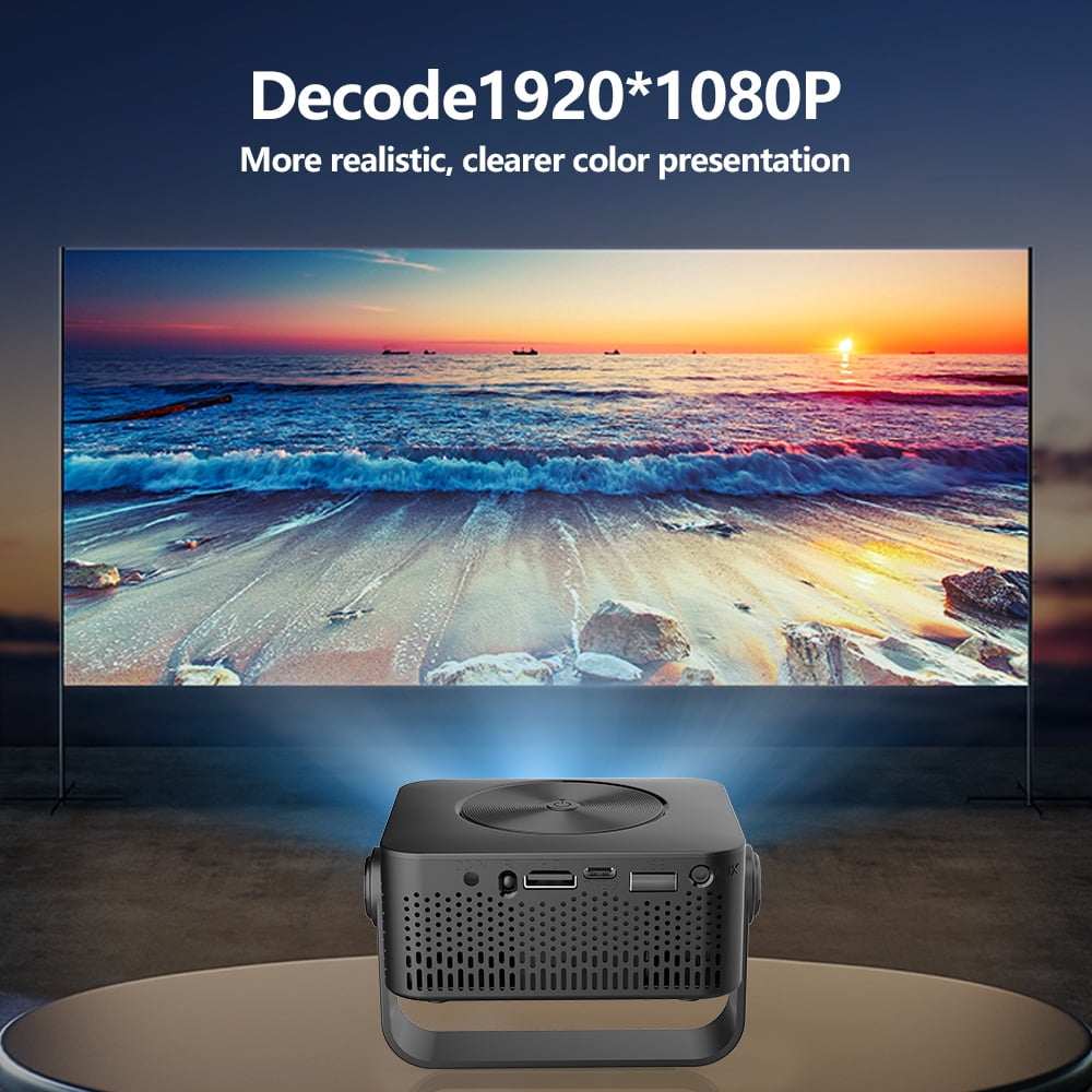 Mini Projector with WiFi , Native 1080P Projector , Projectors for Outdoor Movies Home Theater Built-in Speaker Android11 Dual WiFi6 Allwinner 1080p Compatible with iPhone/Android/PS4/Laptop