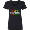 thumbnail image 3 of Inktastic Juneteenth 6-19-1865 with Flowers Women's V-Neck T-Shirt, 3 of 5