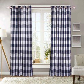 Mkhert Beige Brown Buffalo Check Lumberjack Plaid Window Curtain