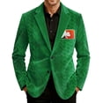thumbnail image 3 of BLTIBY Men's St. Patrick's Day Corduroy Blazer Shamrock Jackets Button Loose Work Lapel Coat with Pockets Green 6 3XL, 3 of 4