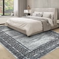 thumbnail image 4 of GlowSol 5' x 7' Area Rug Modern Bordered Rug Floral Washable Rugs Low Pile Non-Slip Rugs for Living Room Bedroom, Gray Green, 4 of 7