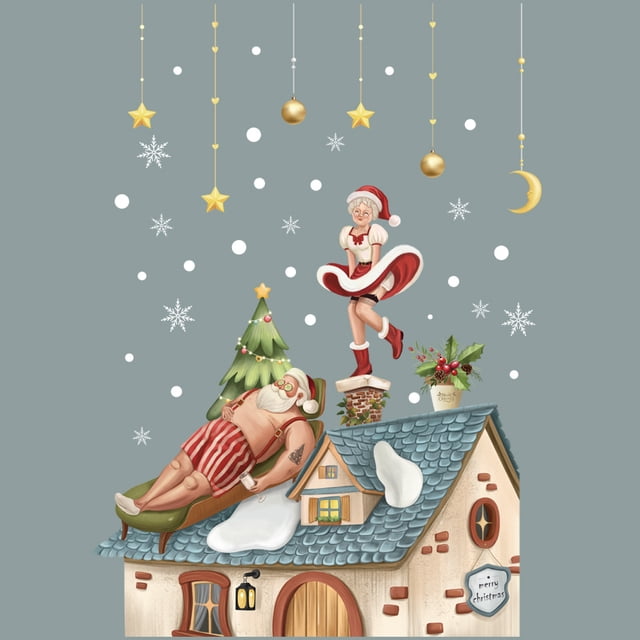 RV Pegatinas de decoración navideña Pegatinas de copos de nieve de Navidad y Año Nuevo Rojo Verde