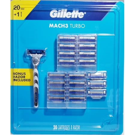 Gillette Gillette Mach3 Turbo Cartridges 20 & 1 Bonus Razor Included In 1 Pack (Netcount 1 Pack),