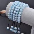 thumbnail image 3 of Beaded Bracelet Handmade Adjustable Natural Stone Crystal for Women Men, Adjustable bead bracelet（Aquamarine ）, 3 of 3