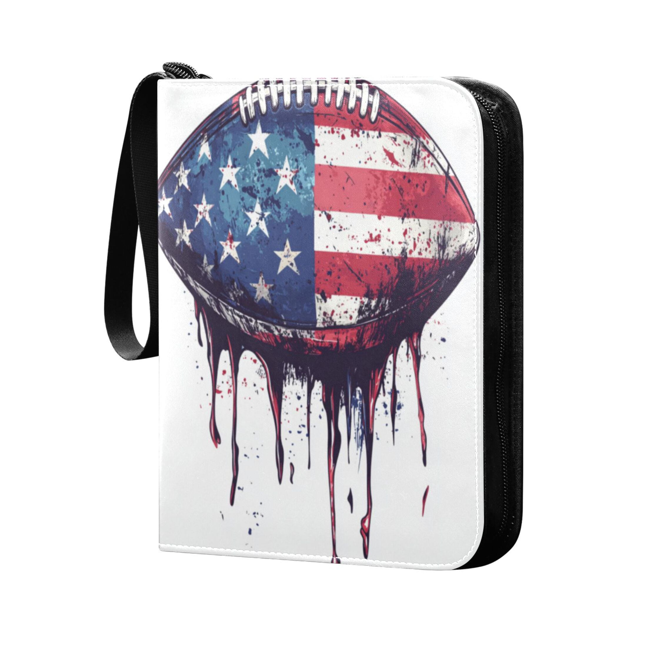 400 Pockets Trading Cards Album,Card Binder 4-Pocket, Cards Collector Album Holder Fits 400 cards with 50 removable sheets Football with An American Flag Design