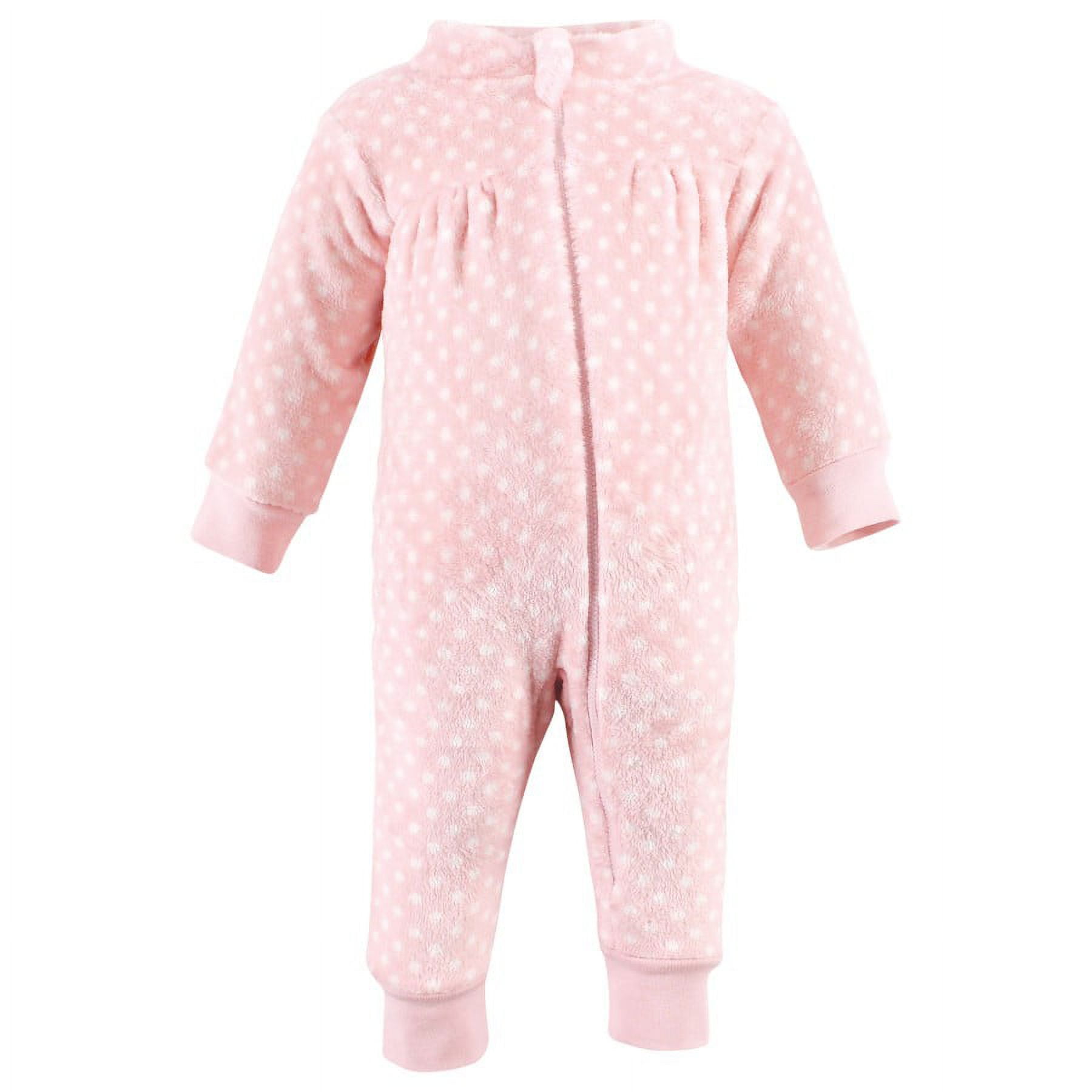 Hudson Baby Infant Girl Plush Jumpsuits, Burgundy Floral, 0-3 Months