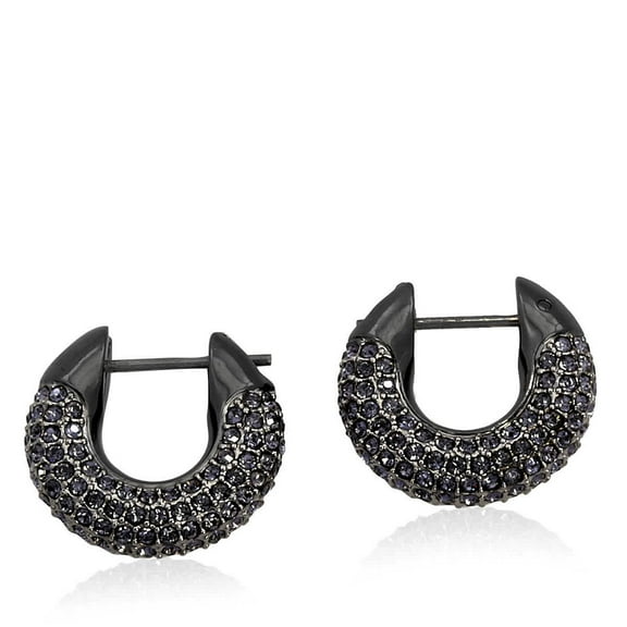 Swarovski Ladies Dextera Black Ruthenium Plated Small Hoop Earrings