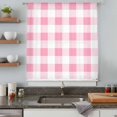 thumbnail image 5 of Pink Checkered Sheer Curtains 63 Inches Long, Pink White Buffalo Plaid Light Filering Curtains, Breathable Simi Curtain Privacy Drapes for Living Room Bedroom Lightweight Window Treatment, 5 of 9