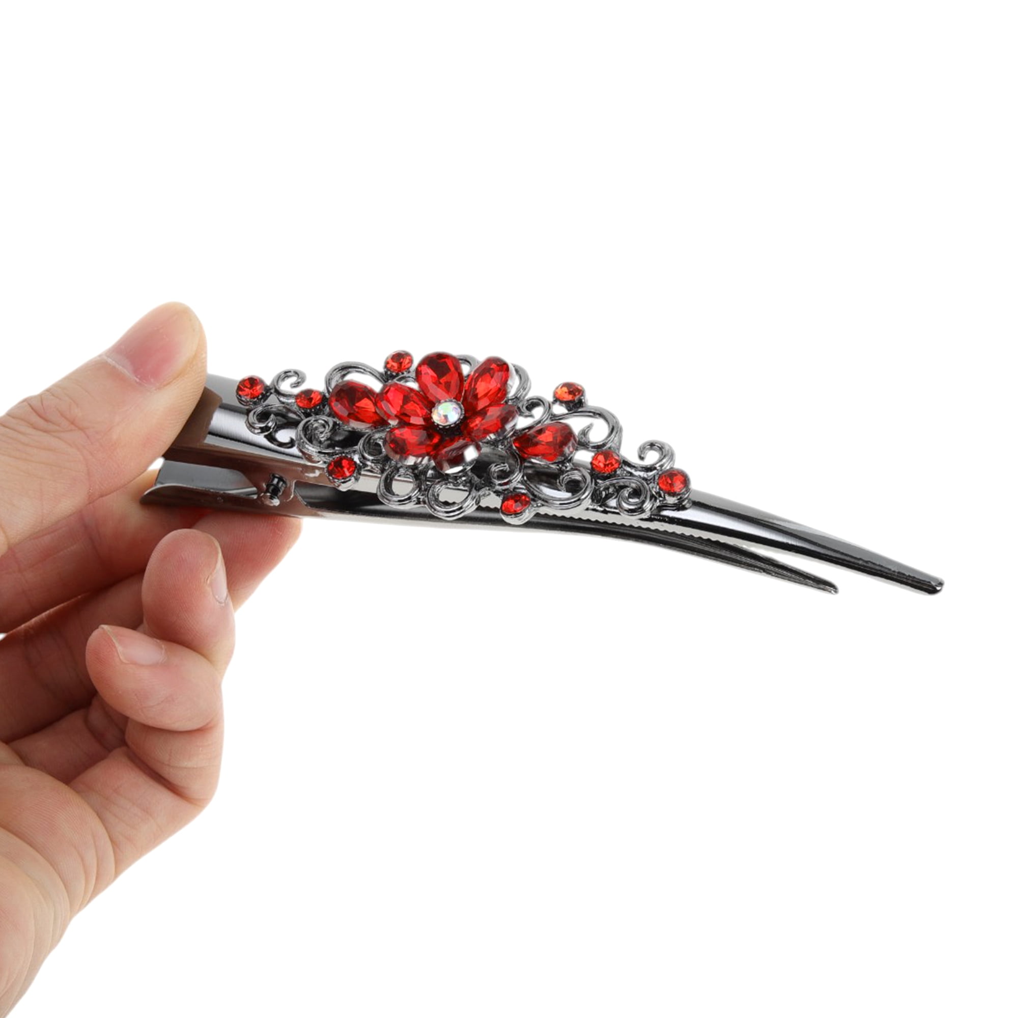 Unique Bargains Vintage Home Use Daily Styling Floral Hair Clips Red