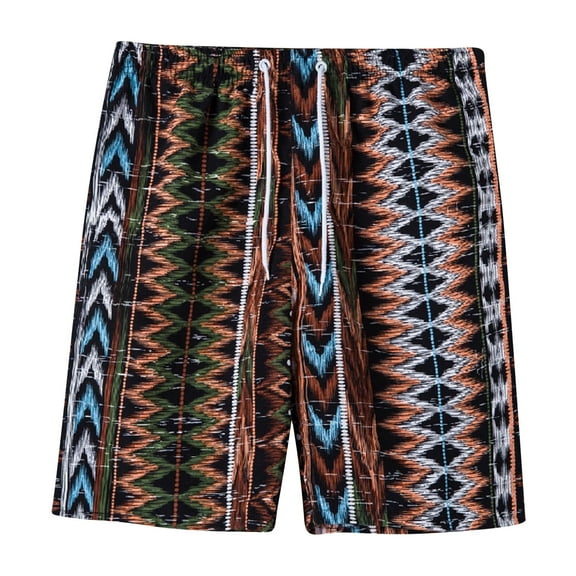 WREESH Men's Swim Trunks Hawaii Beach Shorts Swimsuits Beachwear Fashion Elastic Waistband Swim Shorts Casual Drawstring Sports Shorts Bathing Suits Brown