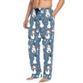 thumbnail image 2 of FORMRS Mens Pajama Pants with Pockets Cotton Sleepwear Lounge Bottoms Sizes S-2XL, Blue Cartoon Snowman Pattern, 2 of 7