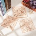 thumbnail image 3 of 2pcs ooden Applique Onlays 5.78inch Square Natural Unpainted Burlywood Onlay Wood Carved Onlay Applique Craft for Cabinet Furniture Doors Bed Door Ornamental Decor, 3 of 9
