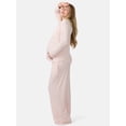 thumbnail image 5 of Ingrid & Isabel For Every Belly Women's Maternity Long Sleeve Button Down Shirt & Open Leg Pajama Set, Sizes S-XXXL, 5 of 12