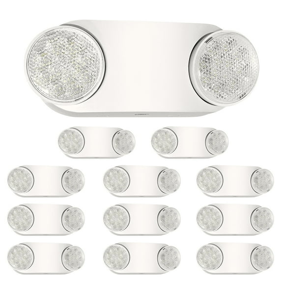 12PK Emergency Lights for Business, with Battery Backup,Hard Wired,Two Head Adjustable Commercial Emergency Lights, UL Listed, 5VA Flame Retardant,AC 120/277V,White