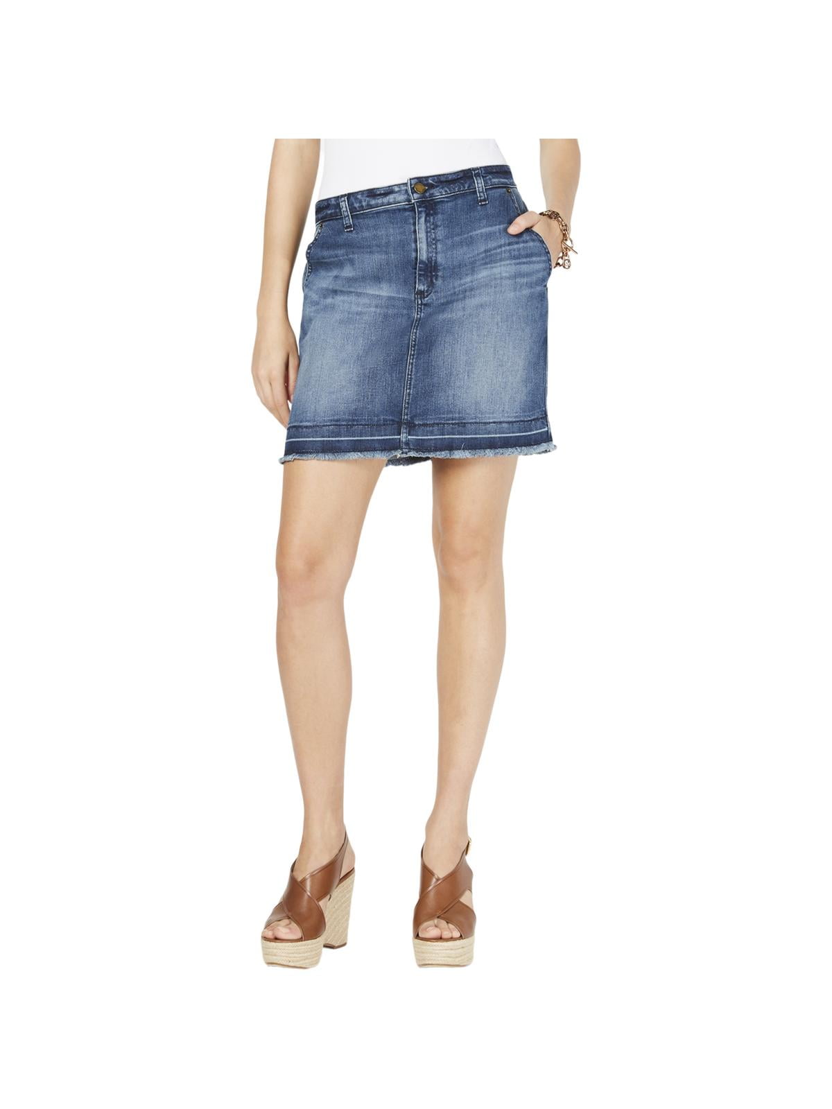 medium wash denim skirt