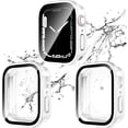 thumbnail image 1 of KOMI 2 Pack 2 in 1 Waterproof Case for Apple Watch Series SE SE2 6 5 4 44mm, Straight Edge PC Front & Back Bumper with Tempered Glass Screen Protector 360 Protective Cover for iWatch 44mm, 1 of 5