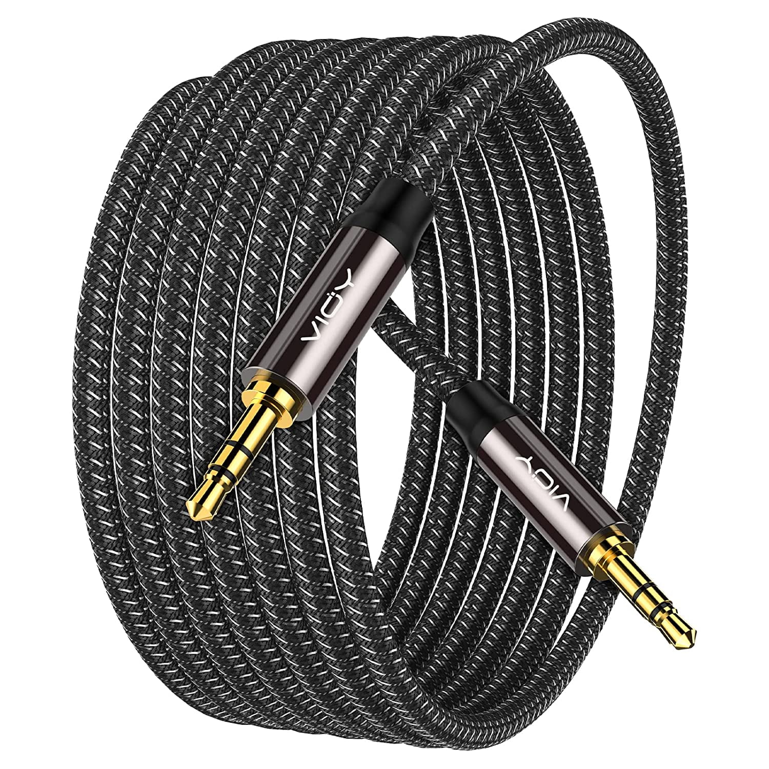 VIOY Aux Cable (20ft), [Copper Shell, Hi-Fi Sound] 3.5mm Male to Male Braided Auxiliary Cord Compatible with Headphone,