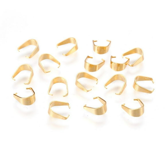 20pc 304 Stainless Steel Snap on Bails for Pendant Making Golden 7x6.5x3mm Pin: 0.5mm DIY