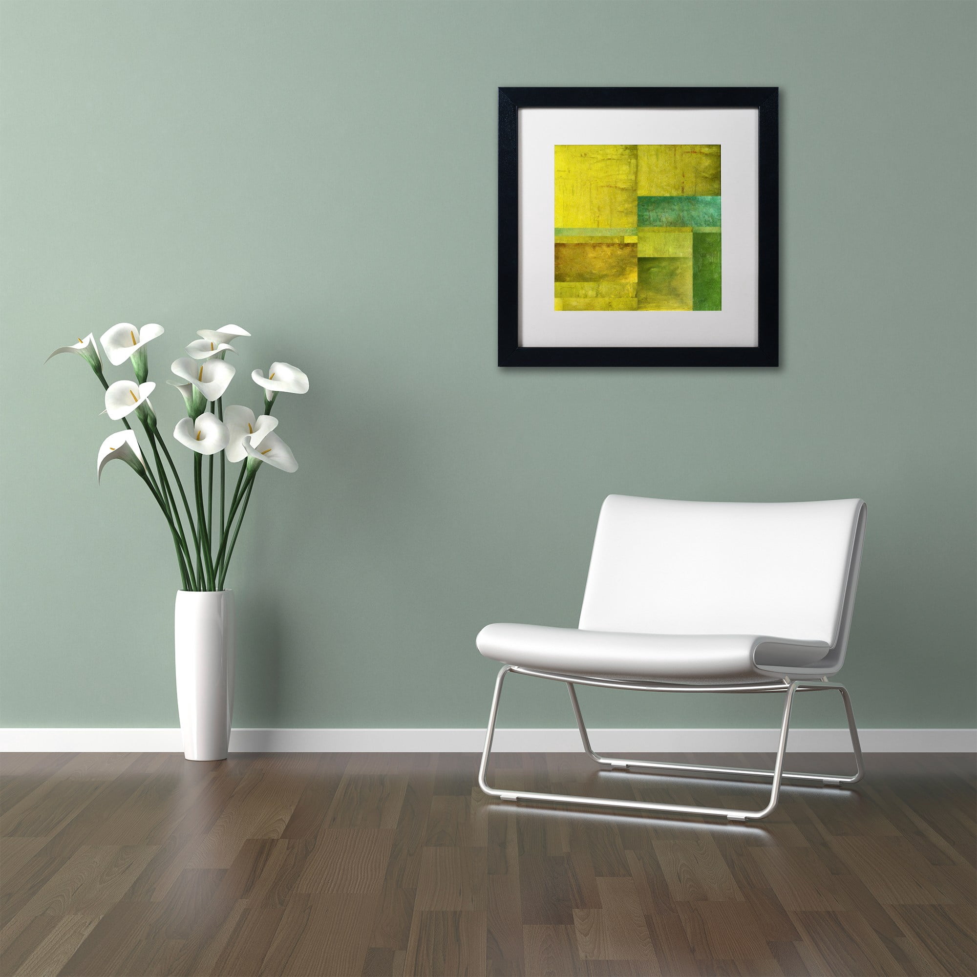 "Essence of Green" Canvas Art by Michelle Calkins, White Matte, Black Frame