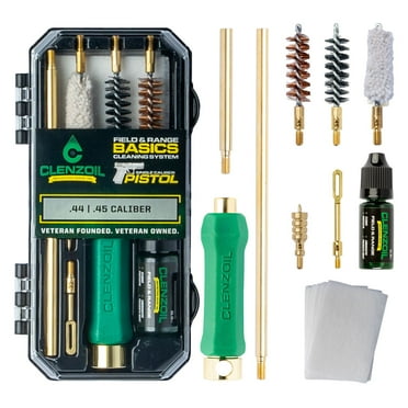 CLENZOIL Field & Range Pistol Basics 44 & 45 Caliber Cleaning Kit - 45 Colt & ACP Cleaning Kit with Oil & Cleaner