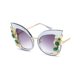 thumbnail image 1 of Gafas de sol retro de moda con marco con tachuelas de diamantes (negro y gris brillante), 11 Afortunado Sencillez, 1 of 2