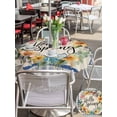 thumbnail image 4 of Outdoor Tablecloth with Umbrella Hole and Zipper, Hello Spring Round Table Cloth 54 Inch Waterproof Tablecloth, Farmhouse Floral Eucalyptus Wood Plaid Burlap Picnic Table Cover for Patio Camping, 4 of 7