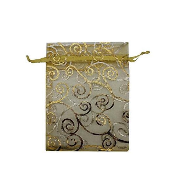 Billuyoard 100 piezas Bolsas con cordón Bolsas de regalo multicolor ajustables Impresión de bolsillo de caramelo para exhibición de joyería de Almacenamiento y organización del hogar Oro 7*9cm Billuyoard HA062853-01B