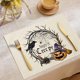 thumbnail image 1 of Manteles individuales de lino Janrevotw para Halloween, serie "Truco o trato", manteles individuales combinados, vajilla decorativa para restaurantes y fiestas, manteles aislantes, 1 of 3
