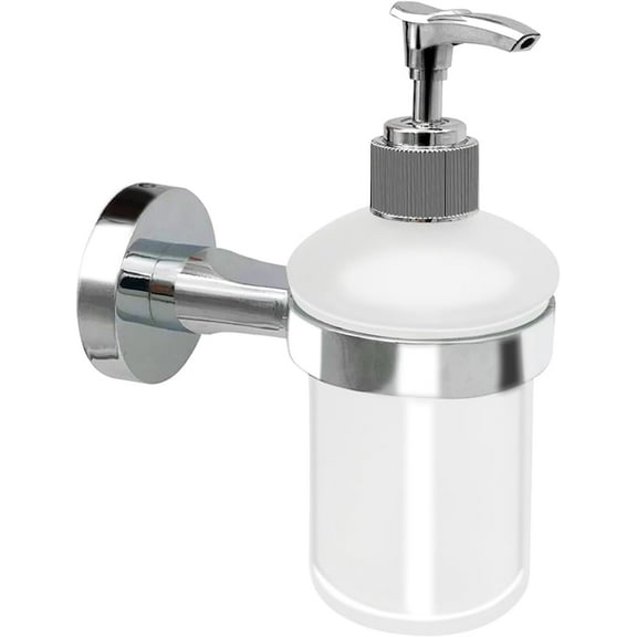 ABCISI Wall Mounted Soap Dispenser, Bathroom Glass Soap Dispenser with Chrome Holder