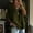 Army Green, variant on Womens Deep V Neck Half Wide Batwing Sleeve Oversized Loose Solid Cotton Pullover Tunic Top Dressy Office Daily Summer Blouse Pink S