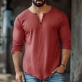 thumbnail image 4 of HOMADLES Men's Long Sleeve Henley Shirt Relaxed Fit Button Shirt Solid Color Lightweight Casual Tops Wine Size M, 4 of 6