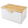 thumbnail image 3 of Caja de pan de madera natural vintage resistente de gran capacidad contenedor de almacenamiento de pan para encimera de cocina blanco, 3 of 14