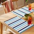 thumbnail image 4 of Blue Grey Stripe Placemats Set of 6 Geometric White Vertical Striped Place Mats Indoor Wipeable Table Mats Washable Cloth Dining Table Placemats for Kitchen Holiday Party Home Decor 13x19 Inch, 4 of 9