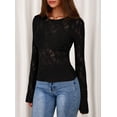 thumbnail image 3 of Blusa PRETTYGARDEN de Encaje Transparente con Mangas Acampanadas Largas M, 3 of 8