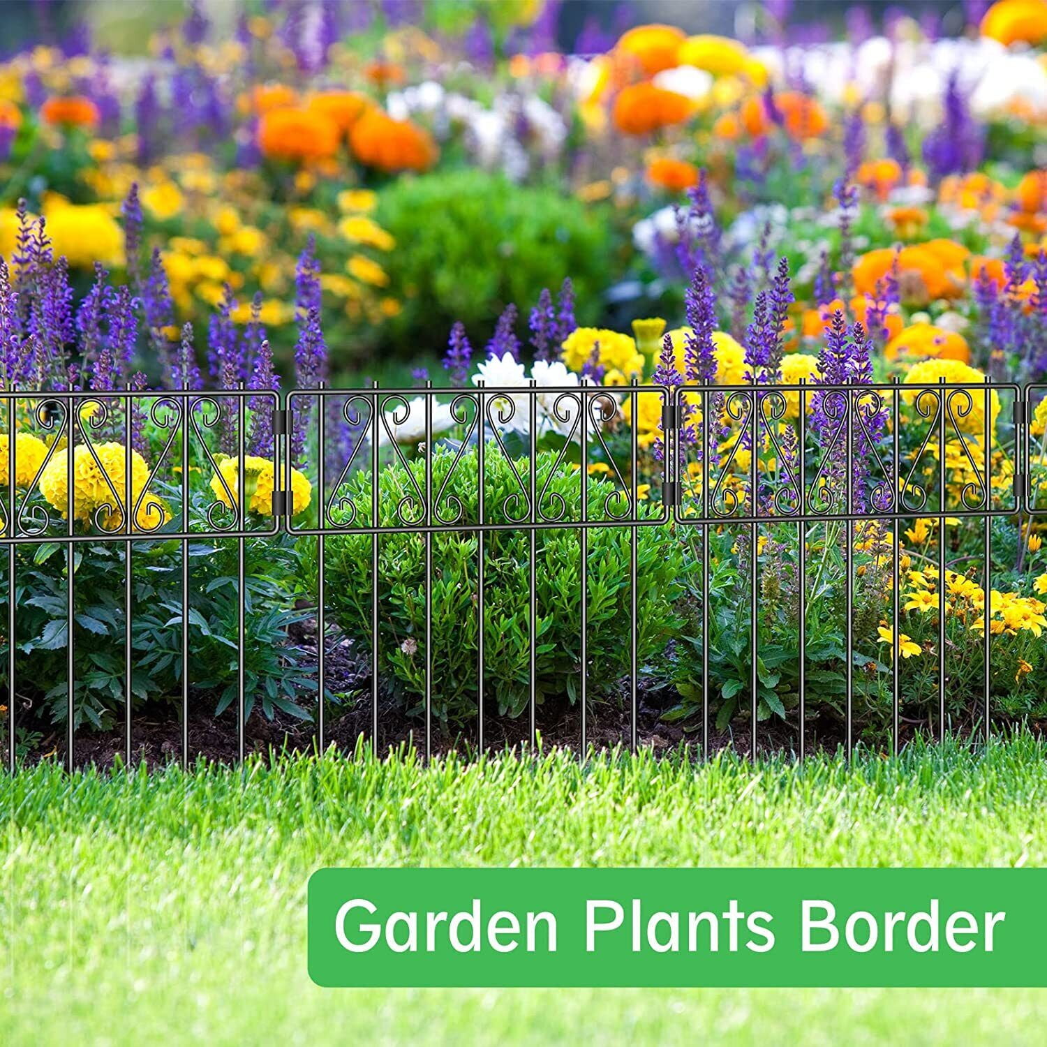 10 Panels Decorative Garden Fence Animal Barrier for Dog Metal