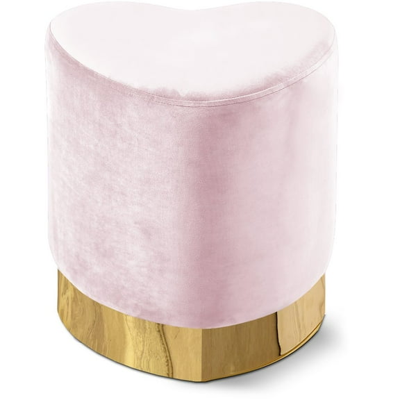 Meridian Furniture Heart Contemporary Velvet Ottoman/Stool in Pink