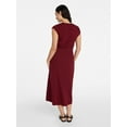 thumbnail image 3 of Time and Tru Women’s Cotton Knit Midi Dress with Dolman Sleeves, Sizes XS-XXXL, 3 of 5